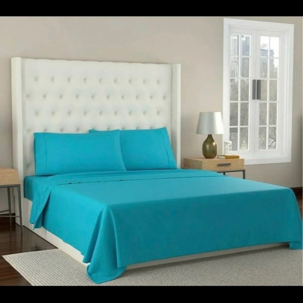 Beautiful Kathy Ireland Cotton Percale Sheet Set, Aqua, King Size